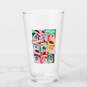 Verre Chiens et chats avec barbe de Père Noël