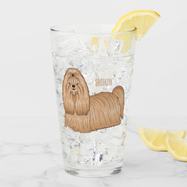 Verre Chih tzu long cheveux dessin de chien (Dos glace)