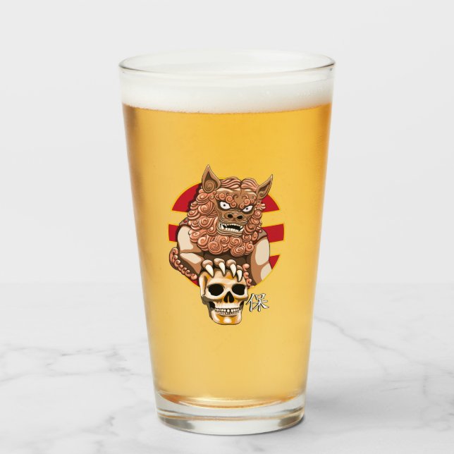 Verre Chinois Lion guardian - Foo Dog (Devant (rempli))