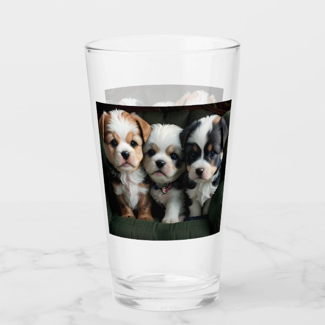 Verre Chiots super mignons sur le canapé 2 (Devant)