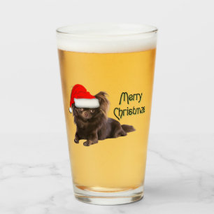 Verre Chocolat aux cheveux longs mignons Chihuahua Noël