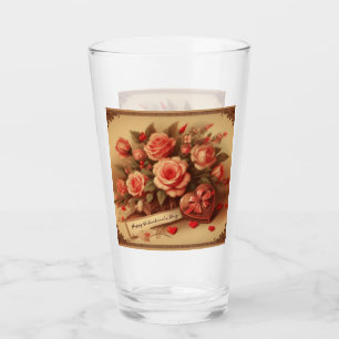 Verre Chocolats et fleurs de la Saint-Valentin vintage