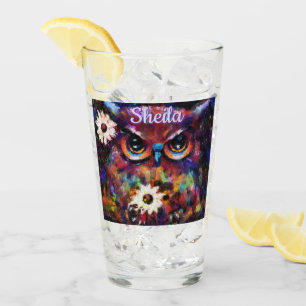 Verre Chouette florale impressionniste de Whimsical Pers