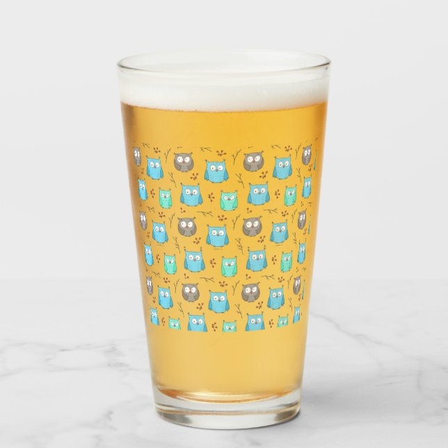 Verre Chouettes et branches Motif (Devant (rempli))