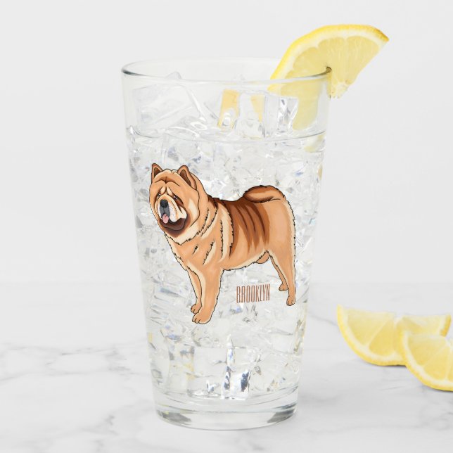 Verre Chow Chow dog cartoon (Dos glace)