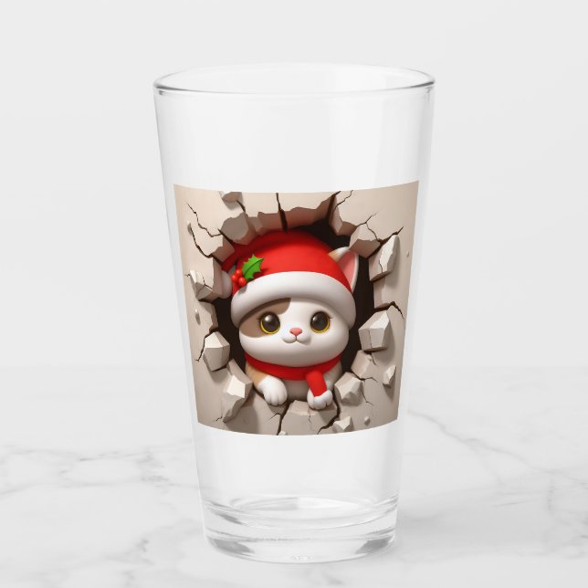 Verre Christmas Cat 3D (Devant)