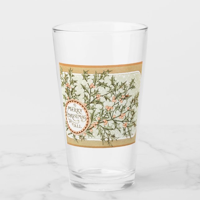 Verre Christmas Holly Jolie Antique Salutation (Devant)