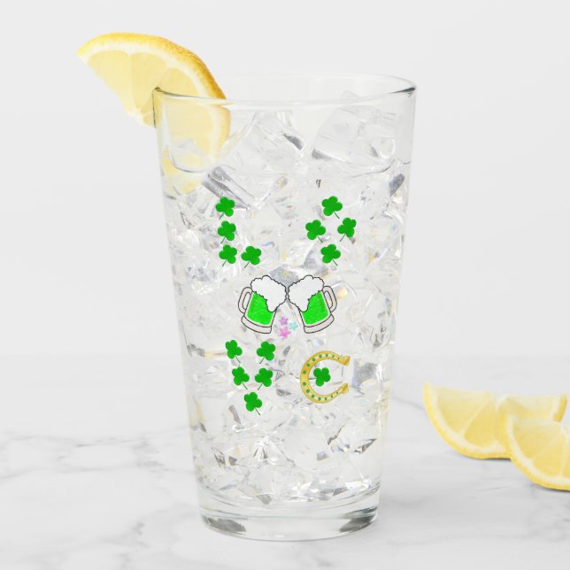 Verre Chuck Shamrock Dublin Day Horseshoe irlandais (Devant glace)