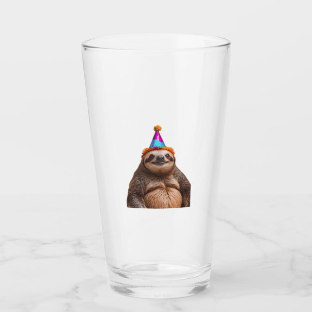 Verre Chunky Sloth birthday party hat gift funny meme pr (Devant)