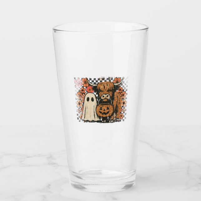 Verre Chute Cute Vache Highland Ghost Halloween (Devant)