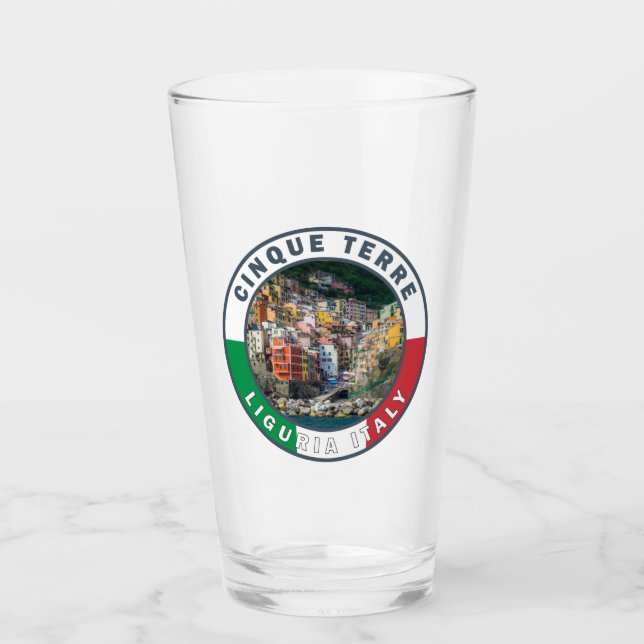 Verre Cinque Terre Italie Aquarelle Cercle Vintage (Devant)