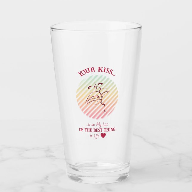 Verre Citation d'amour Baiser romantique (Devant)