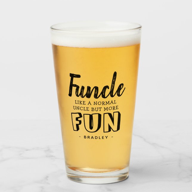 Verre Citation drôle moderne 'Funcle' | Oncle personnali (Devant (rempli))