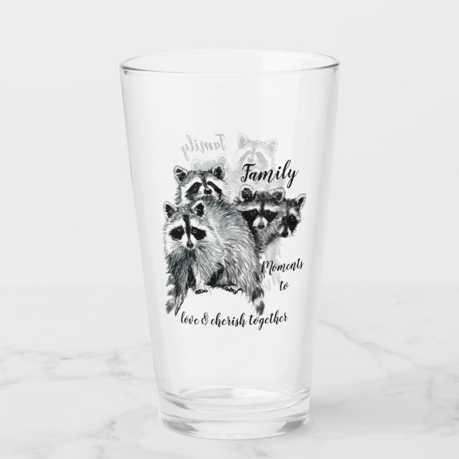 Verre Citation Famille Inspiré Cute Raccoons Animal (Dos)