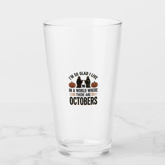Verre Citation Halloween Vintage Octobre Dessin Chat Cit (Devant)