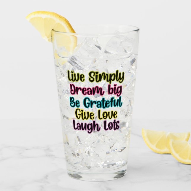 Verre Citation Motivante Vivre Simplement Rêver Donner A (Devant glace)