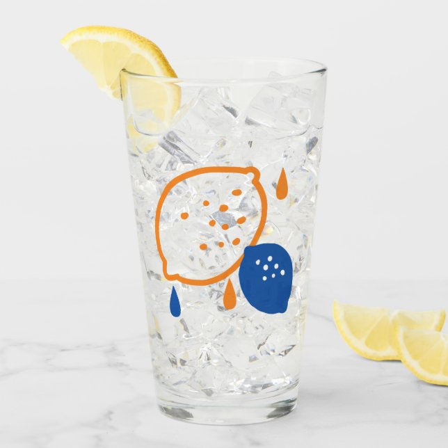 Verre Citron bleu et orange Motif Jouer sur le thème des (Devant glace)