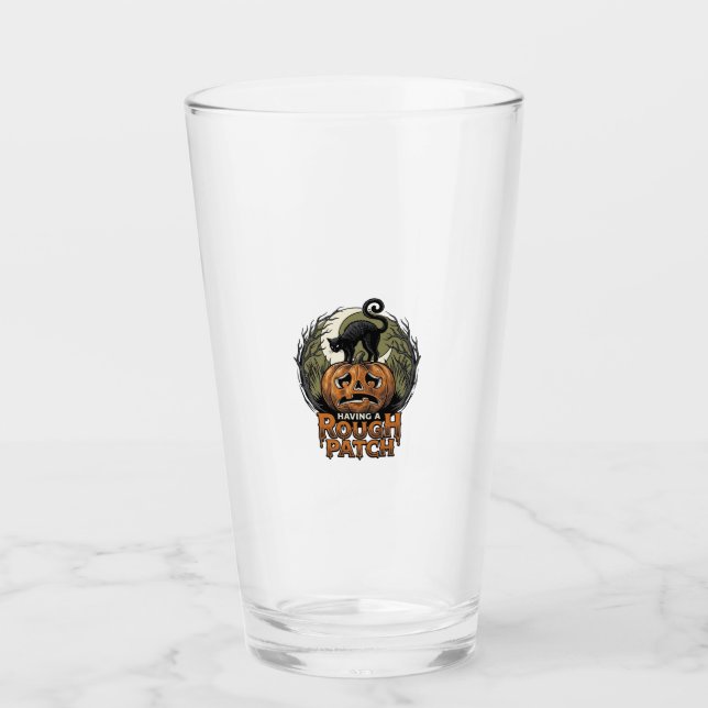Verre Citrouille d'Halloween Chat Tache Brute Gravure Vi (Devant)