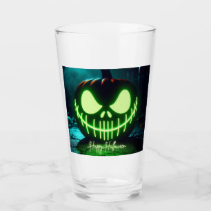 Verre Citrouille d'Halloween lumineuse verte effrayante