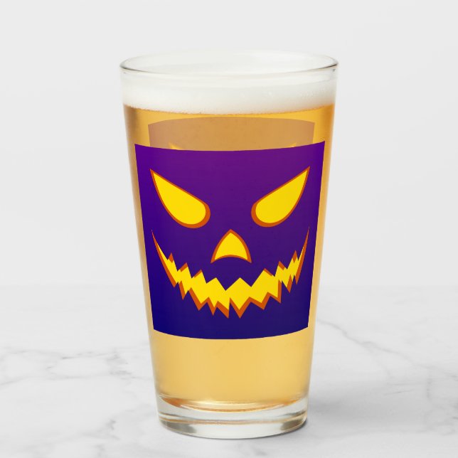 Verre Citrouille Jack-o'-lantern de la face d'Halloween  (Devant (rempli))