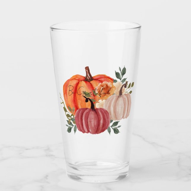 Verre Citrouilles aquarelle avec texte personnalisé (Devant)