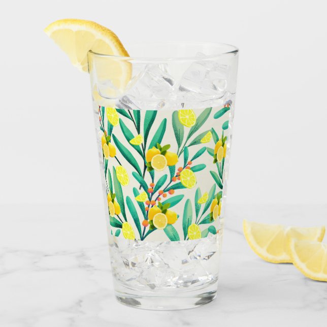 Verre Citrus TROPICAL ÉTÉ FRUITS Fleur citron tranché (Devant glace)