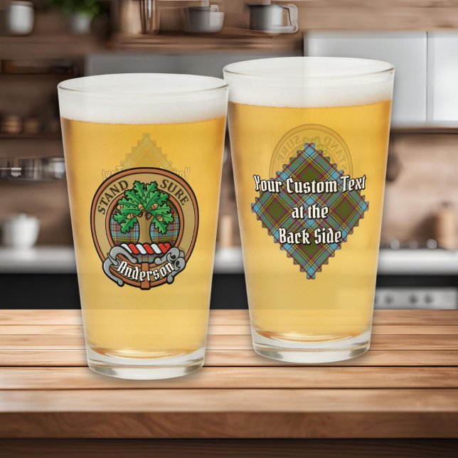 Verre Clan Anderson Crest sur Tartan (Créateur téléchargé)