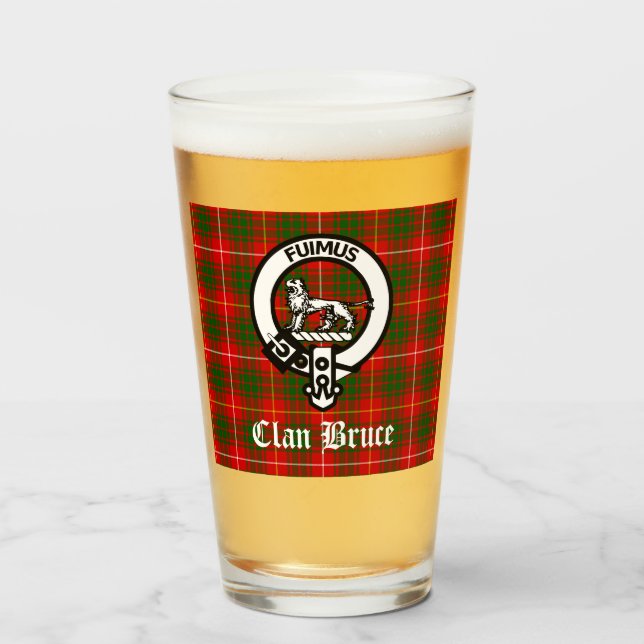 Verre Clan Bruce Crest Badge & Tartan (Devant (rempli))