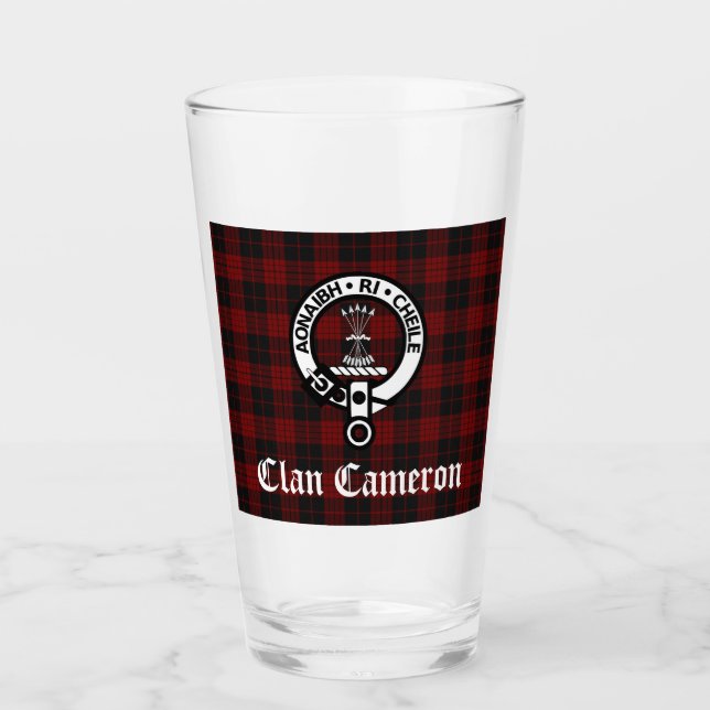 Verre Clan Cameron Crest Badge & Tartan (Devant)