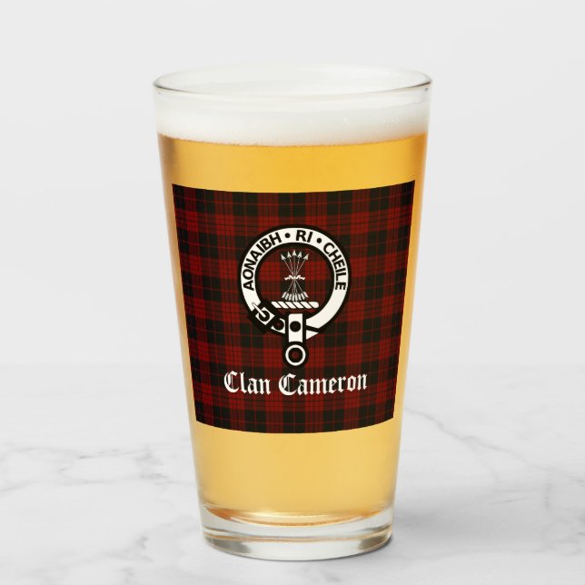 Verre Clan Cameron Crest Badge & Tartan (Devant (rempli))