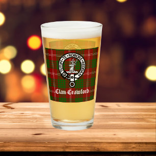Verre Clan Crawford Crest Badge et Tartan