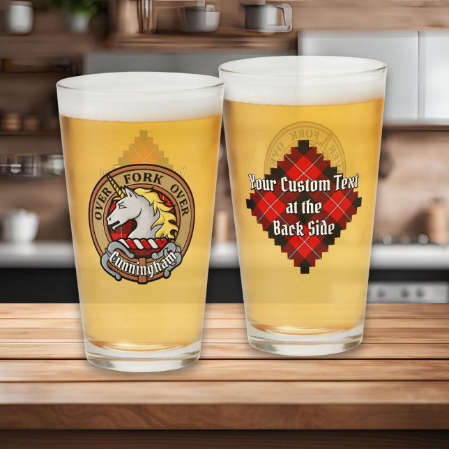 Verre Clan Cunningham Crest sur Tartan (Créateur téléchargé)