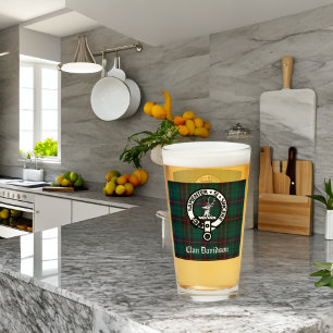 Verre Clan Davidson Crest Badge et Tartan personnalisabl