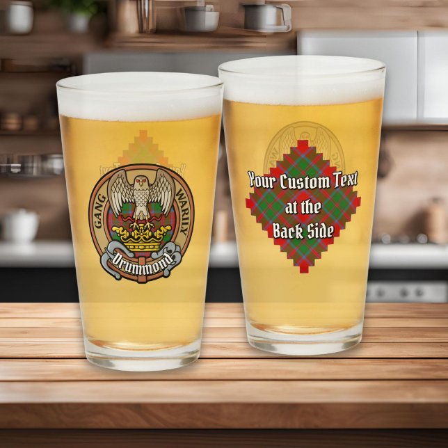 Verre Clan Drummond Crest sur Tartan (Créateur téléchargé)