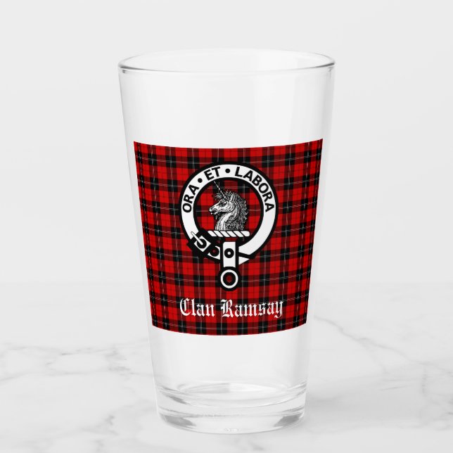 Verre Clan écossais Ramsay Crest Badge & Tartan (Devant)