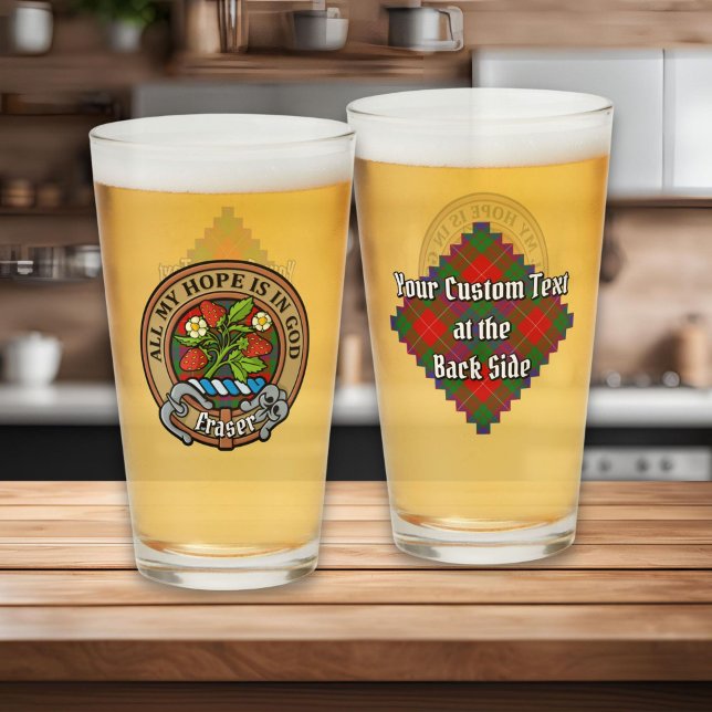 Verre Clan Fraser Crest sur Tartan (Créateur téléchargé)