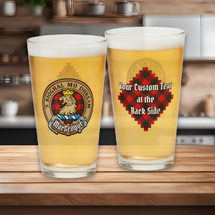 Verre Clan Gregor Crest sur Rob Roy Tartan