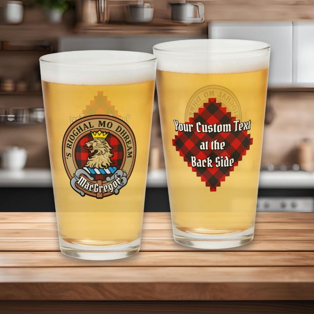 Verre Clan Gregor Crest sur Rob Roy Tartan (Créateur téléchargé)