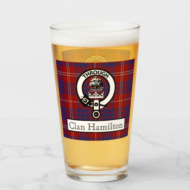 Verre Clan Hamilton Crest et Tartan (Devant (rempli))