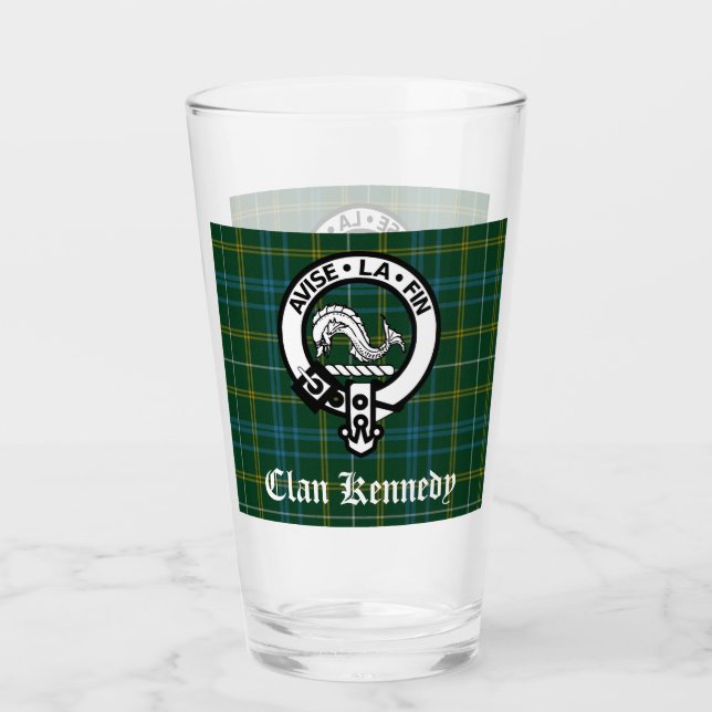 Verre Clan Kennedy Crest Badge & Tartan (Devant)