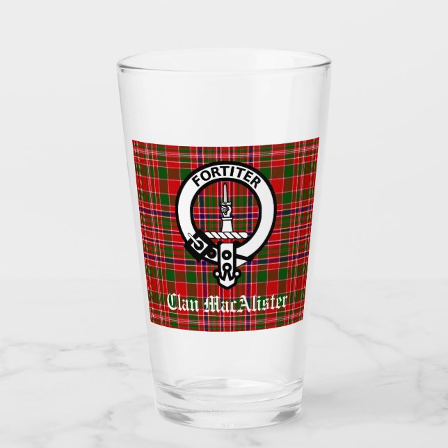 Verre Clan MacAlister Crest Badge et Tartan (Devant)