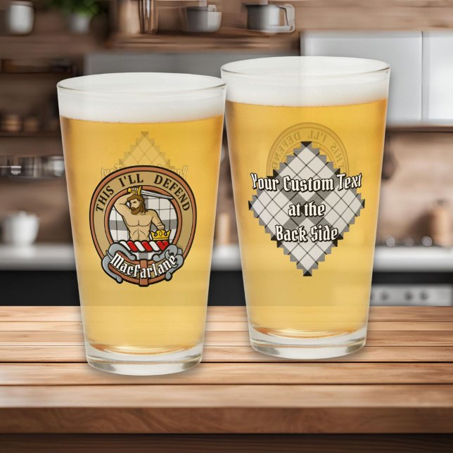 Verre Clan MacFarlane Crest sur tarte noir et blanc (Créateur téléchargé)