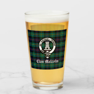 Verre Clan Malcolm Crest Badge et Tartan