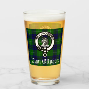 Verre Clan Oliphant Crest Badge et Tartan Glass