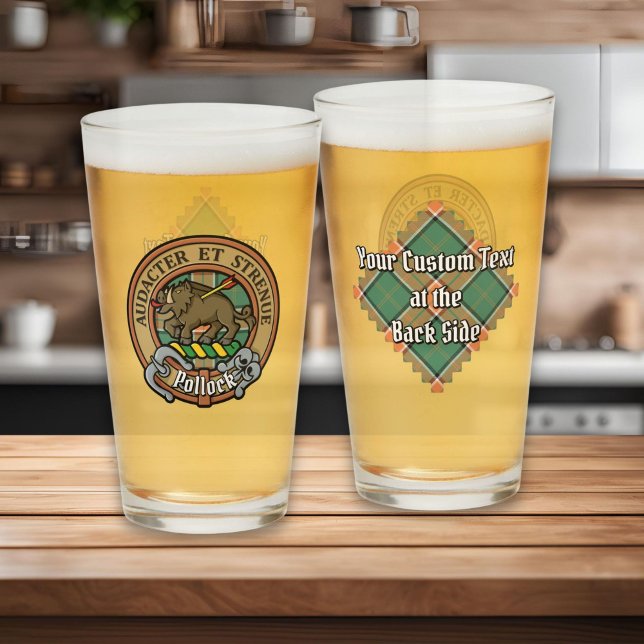 Verre Clan Pollock Crest sur Tartan (Créateur téléchargé)