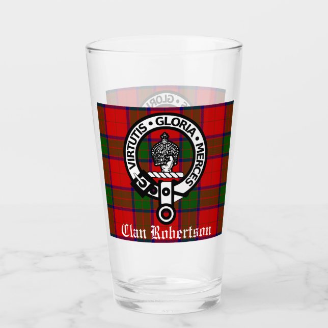 Verre Clan Robertson Crest Badge & Tartan (Devant)