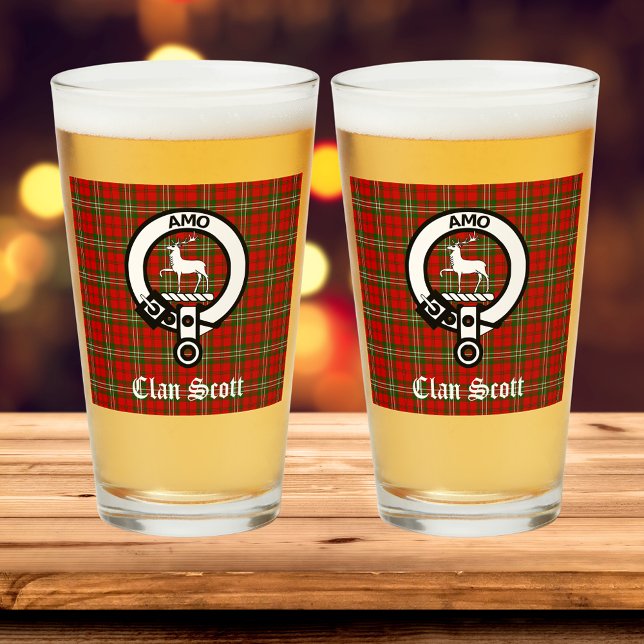 Verre Clan Scott Crest Badge & Tartan personnalisable (Check out the entire Clan Scott collection!)