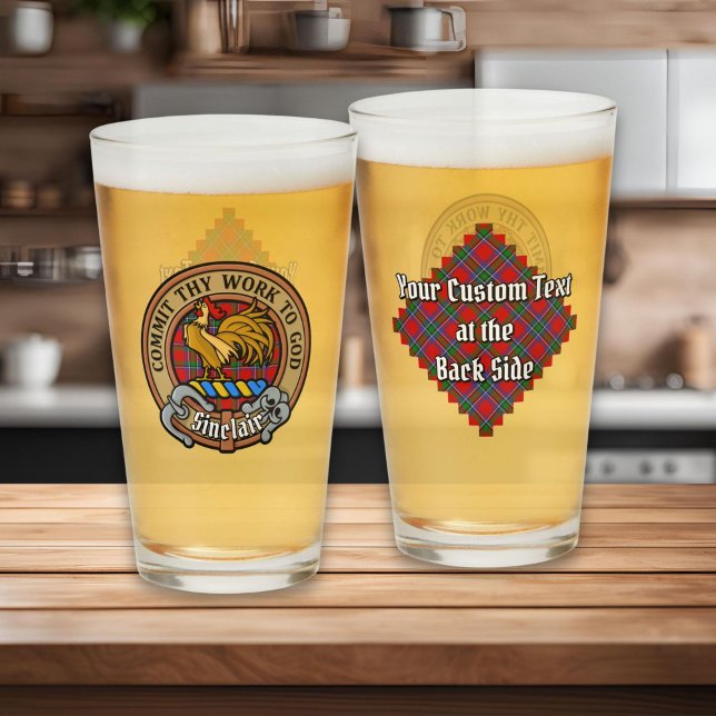 Verre Clan Sinclair Crest sur Red Tartan (Créateur téléchargé)