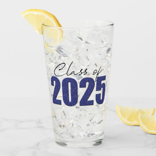 Verre Classe de Parties scintillant bleu marine de 2025 (Devant glace)