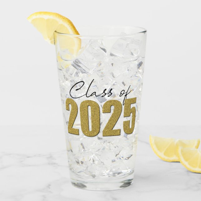 Verre Classe de Parties scintillant d'or de 2025 (Devant glace)